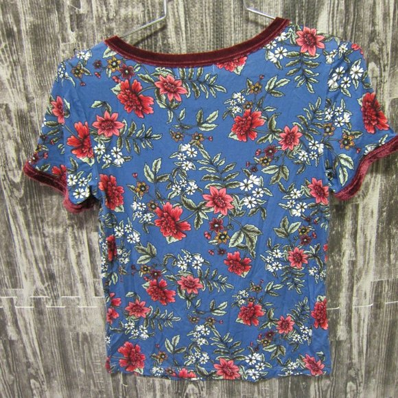 NWT Ultra Flirt SS Print/Velvet Trim Women's Top - Picture 6 of 6